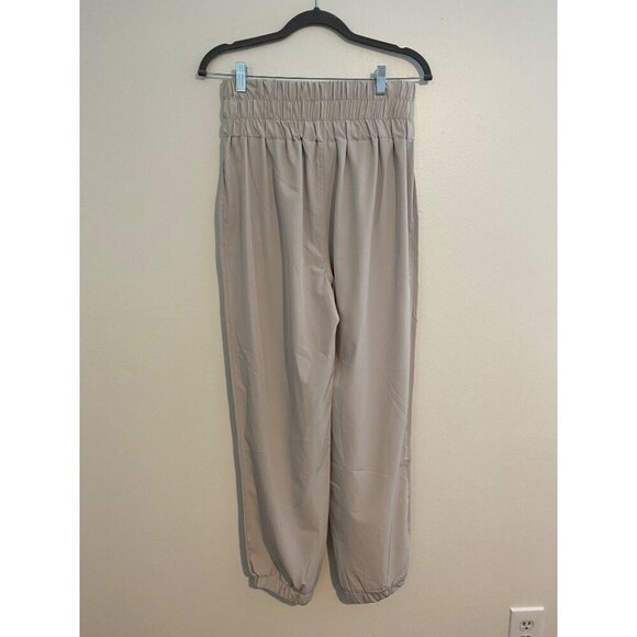 New In Women's High-Waisted Elastic Cuff Jogger Pants Size L Beige Casual - Picture 2 of 13